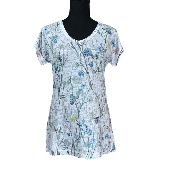 Keren Hart Floral Sequined Fairycore Sheer Short Sleeve Top Size S - Picture 1 of 7
